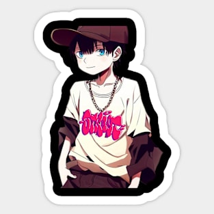 Hip hop style anime boys funny Sticker